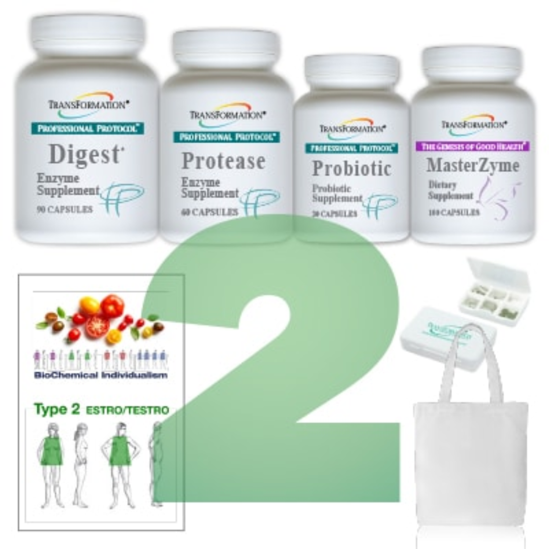 Transformation Enzymes Digest 90 Protease 60 Probiotic 30 MasterZyme 100 Caps in a product display