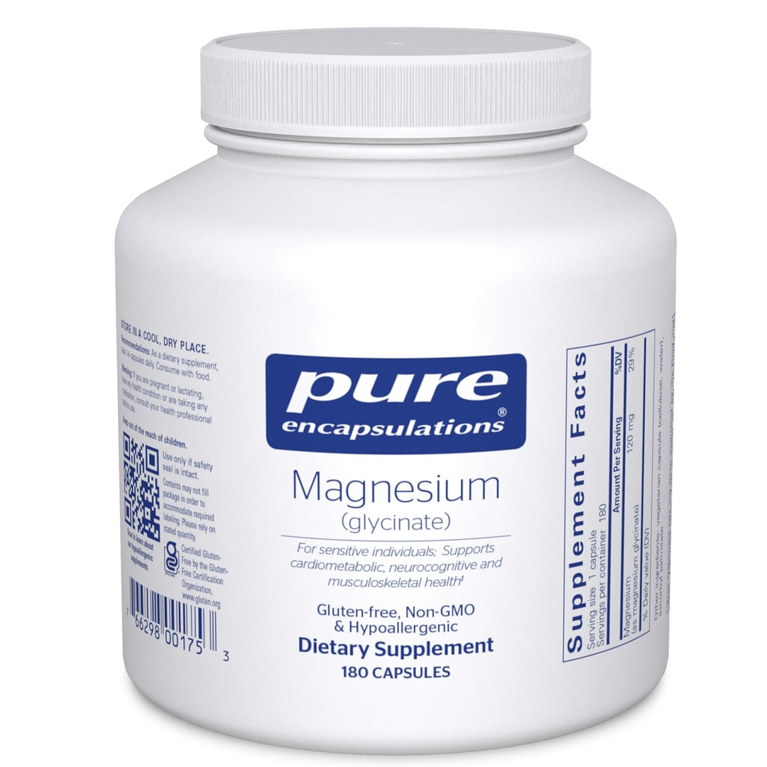 Pure Magnesium Glycinate Stress Sleep Heart Muscle Support Supplement 180 Caps