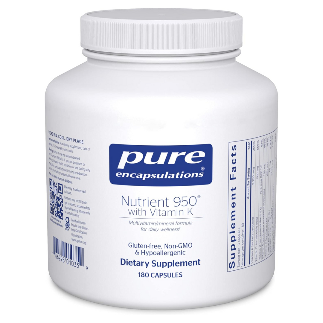 Pure Encapsulations Nutrient 950 Vitamin K Mineral Supplement 180 Capsules
