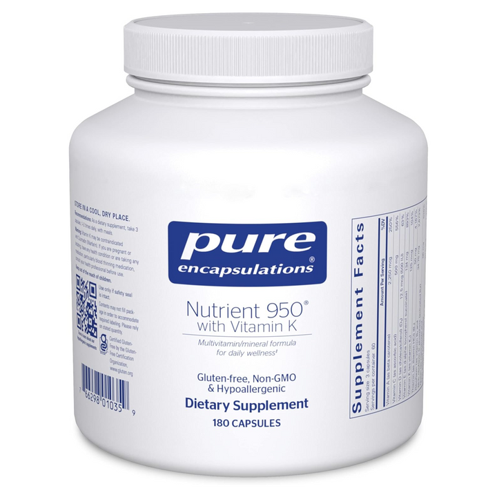 Pure Encapsulations Nutrient 950 Vitamin K Mineral Supplement 180 Capsules