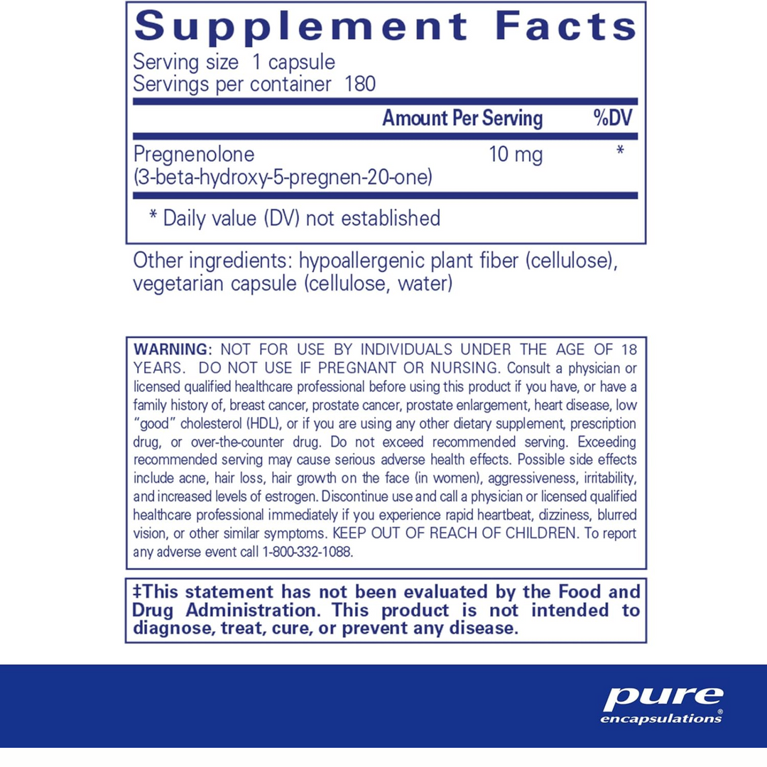 Pure Encapsulations Pregnenolone 10 mg Supports Memory Balance 180 Capsules