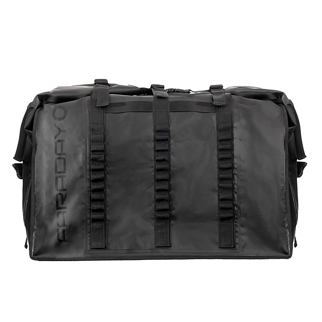 Faraday Generator Dry Bag Large Waterproof Anti Theft Signal Blocking shown in black with multiple straps