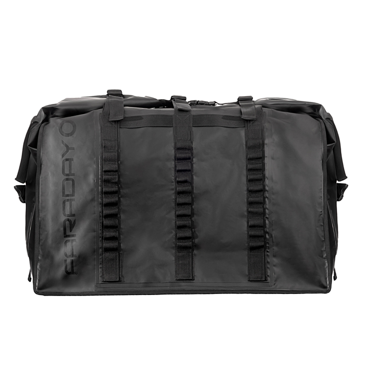 Faraday Generator Dry Bag Large Waterproof Anti Theft Signal Blocking shown in black with multiple straps