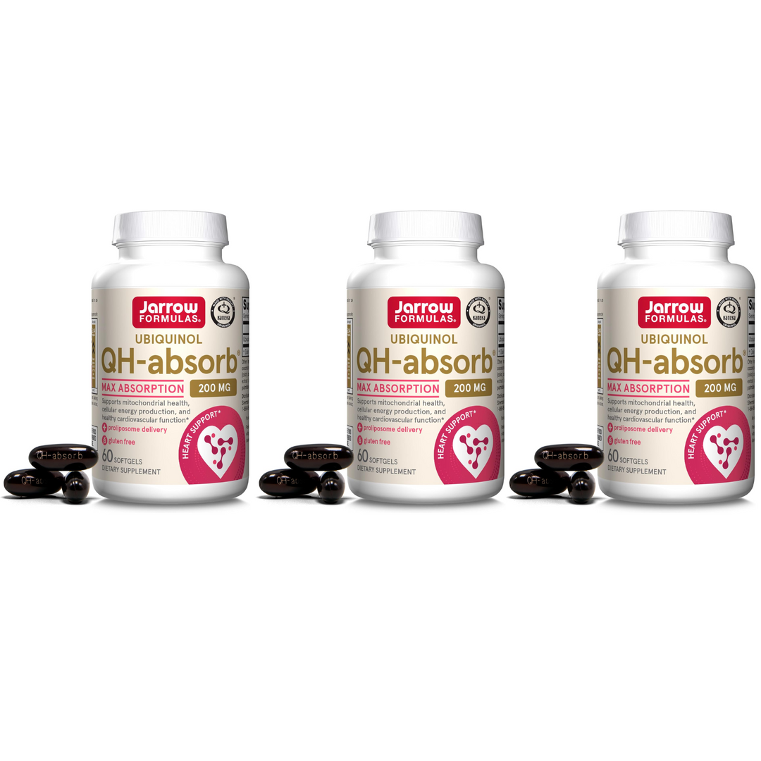 QTY 3 Jarrow CoQ10 Ubiquinol QH-Absorb 200mg 60 Caps For Heart Function 3 PACK