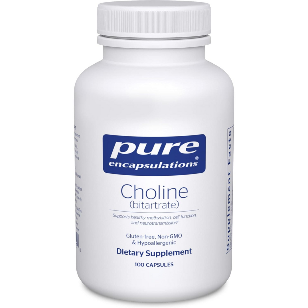 Pure Encapsulations Choline Bitartrate Supports Brain Health 100 Capsules