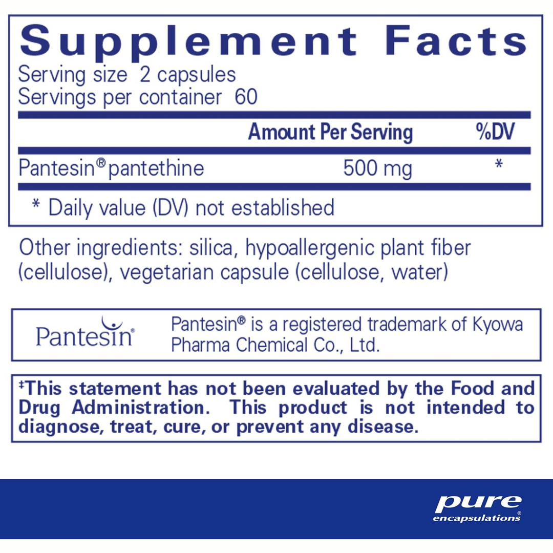 Pure Encapsulations Pantethine 250mg Supports Lipid Metabolism 120 Capsules