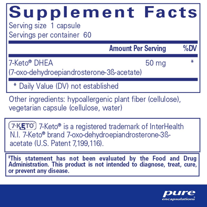 Pure Encapsulations 7 Keto DHEA 50 mg Metabolite Supplement Balance 60 Capsules