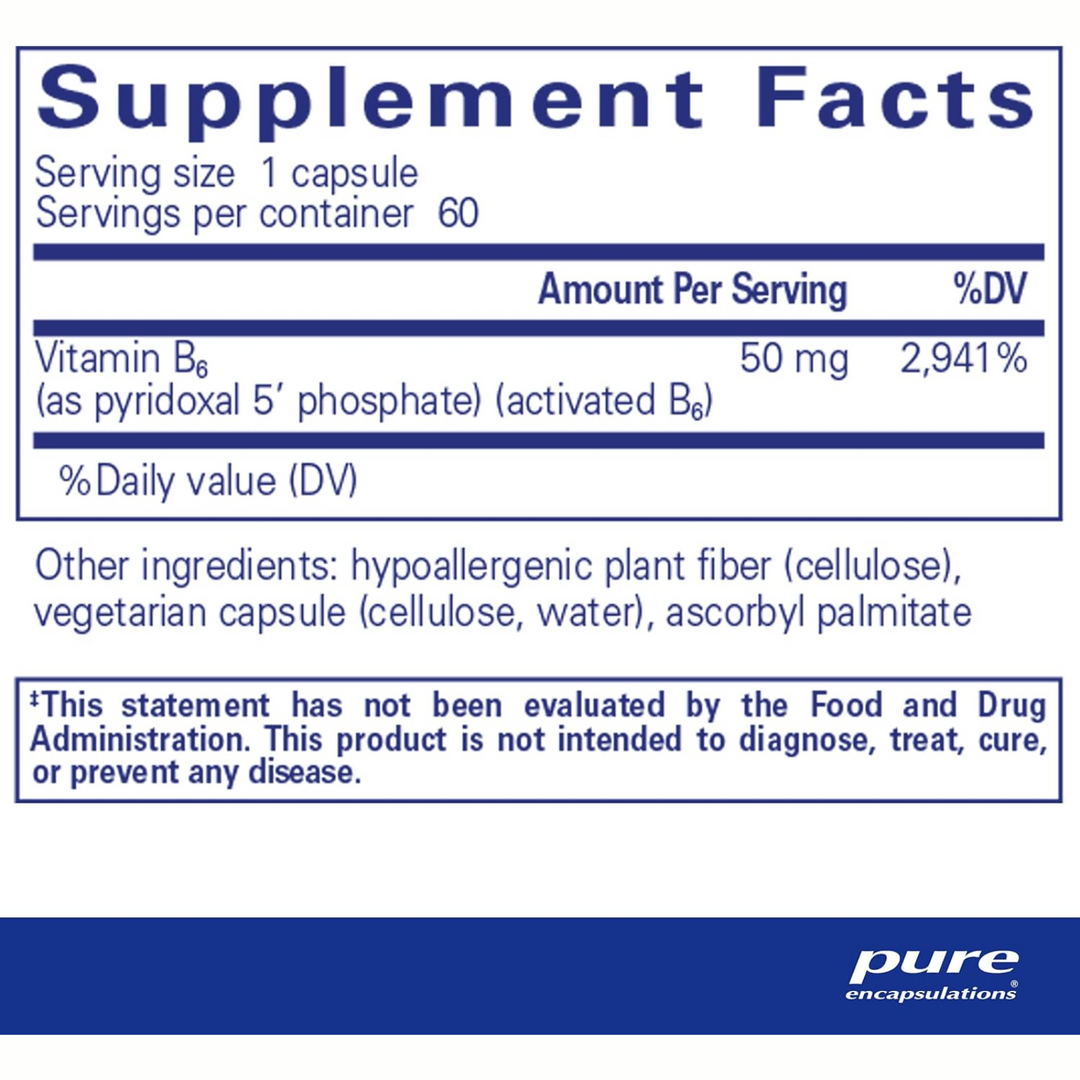 Pure Encapsulations P5P 50 Active Vitamin B6 Supports Brain Health 60 Capsules