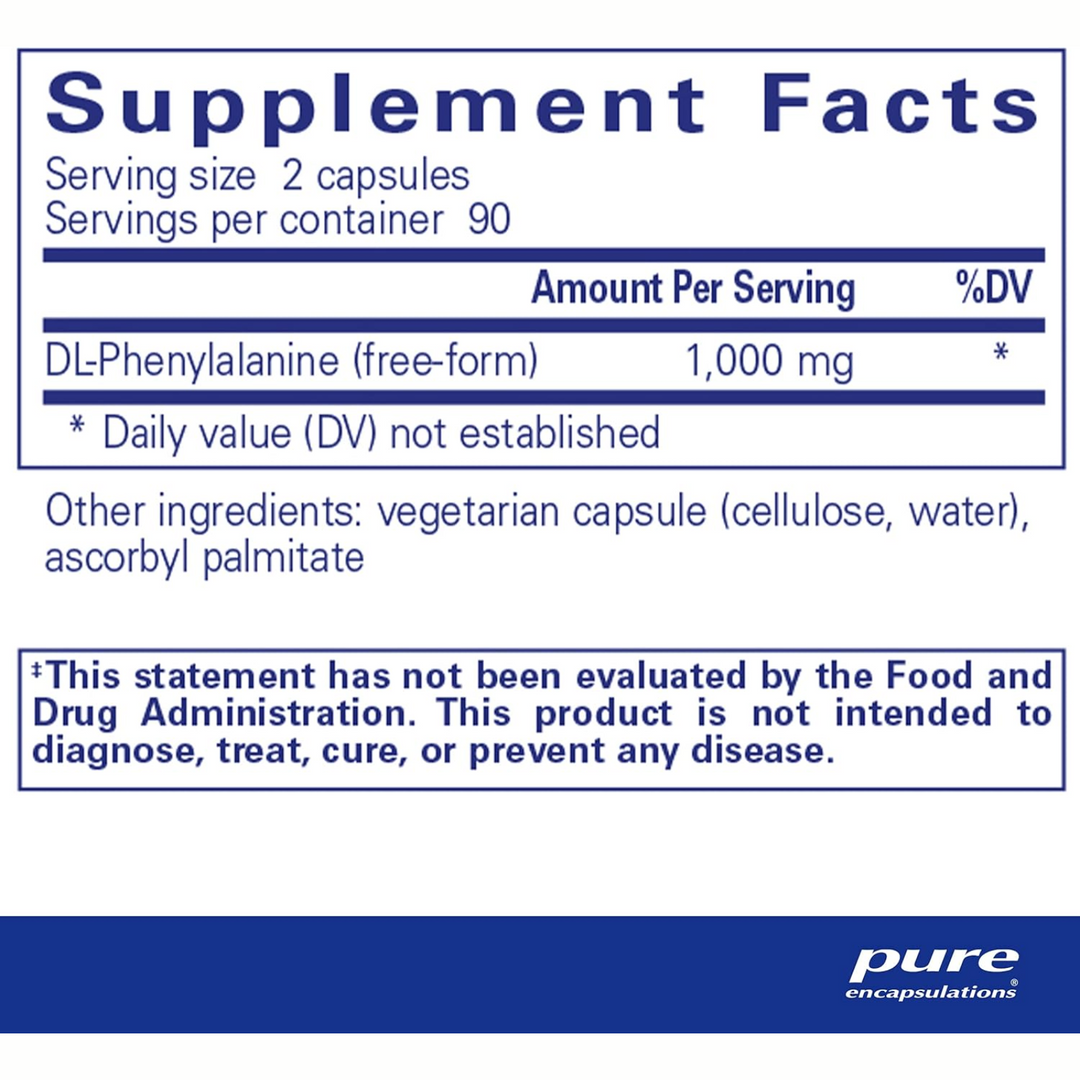Pure Encapsulations DL Phenylalanine Supports Focus and Mood 180 Capsules