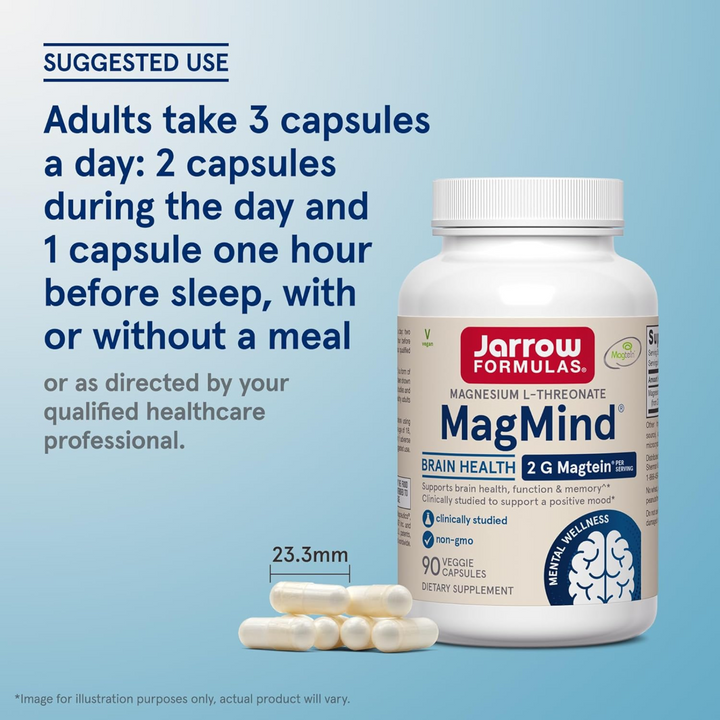 QTY 3 Jarrow MagMind 90 Capsules Supports Cognitive Function and Brain Health