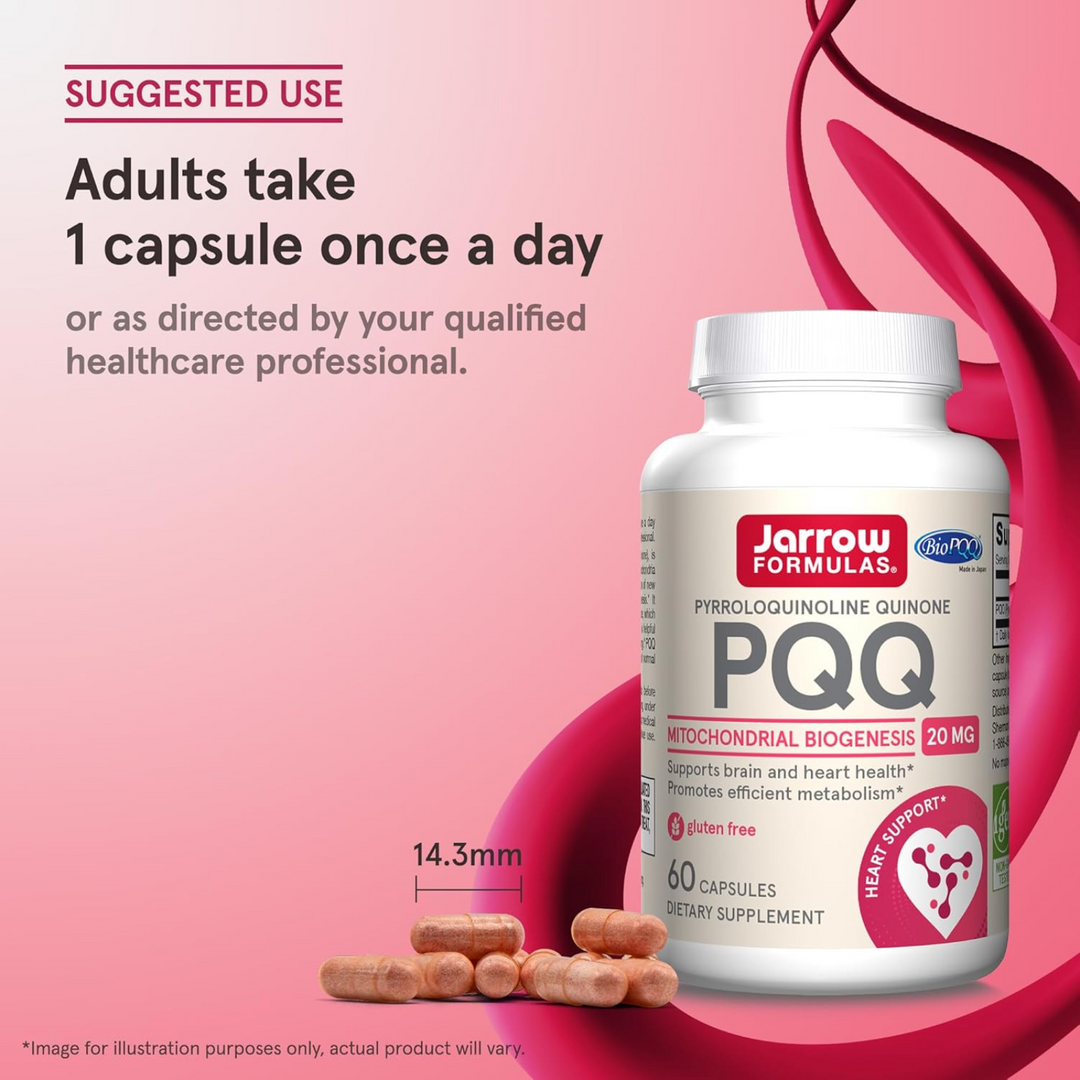 QTY 3 Jarrow Formulas PQQ 20 mg 60 Caps Supports Heart Brain Metabolism Health