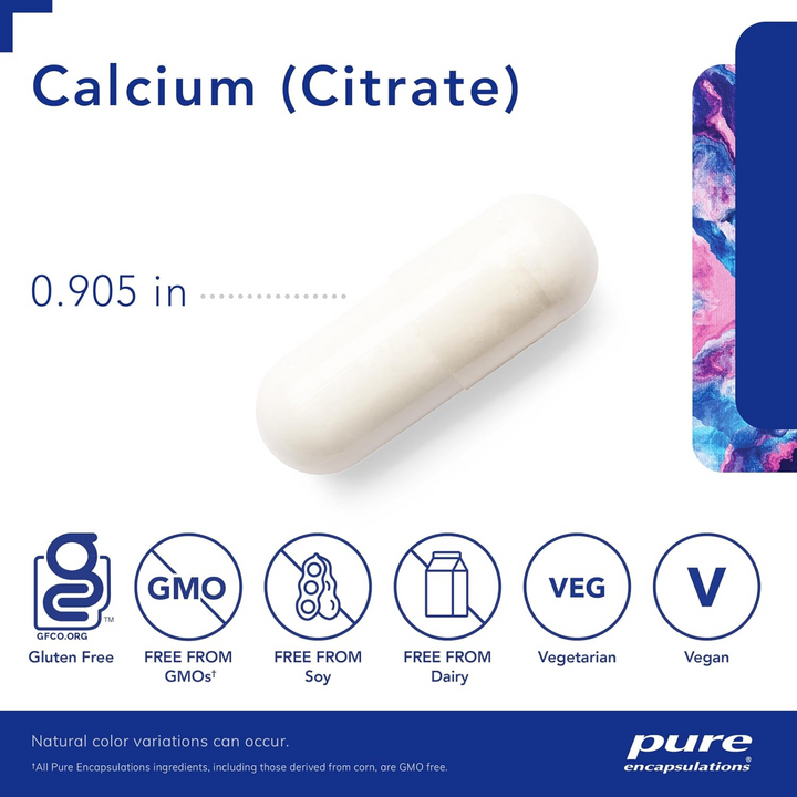 Pure Encapsulations Calcium Citrate Supplement Bone Heart Colon Support 180 Caps