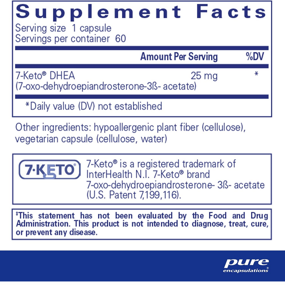 Pure Encapsulations 7 Keto DHEA 25 Mg Supplement Supports Thermogenesis 60 Caps