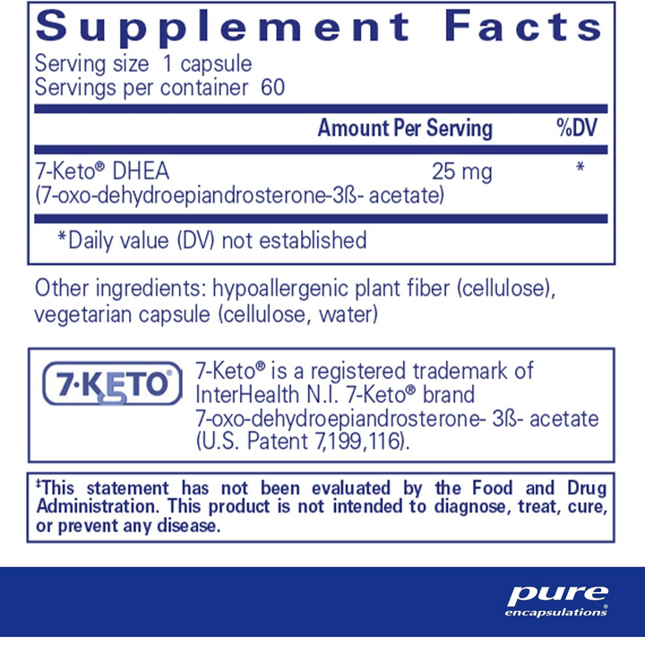 Pure Encapsulations 7 Keto DHEA 25 Mg Supplement Supports Thermogenesis 60 Caps