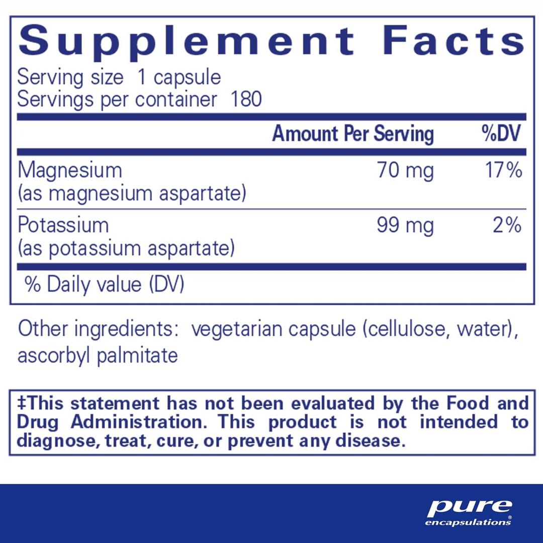 Pure Encapsulations Potassium Magnesium Aspartate Supports Heart Health 180 Caps