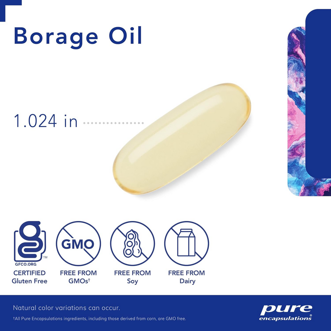 Pure Encapsulations Borage Oil Softgels Supports Skin and Joint Function 60 Caps