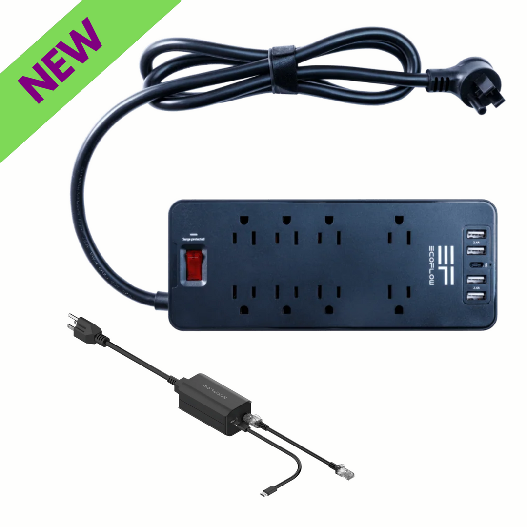 Protector contra sobretensiones EcoFlow + Adaptador de conexión a tierra + Ventosas para panel solar (Kit de 3)