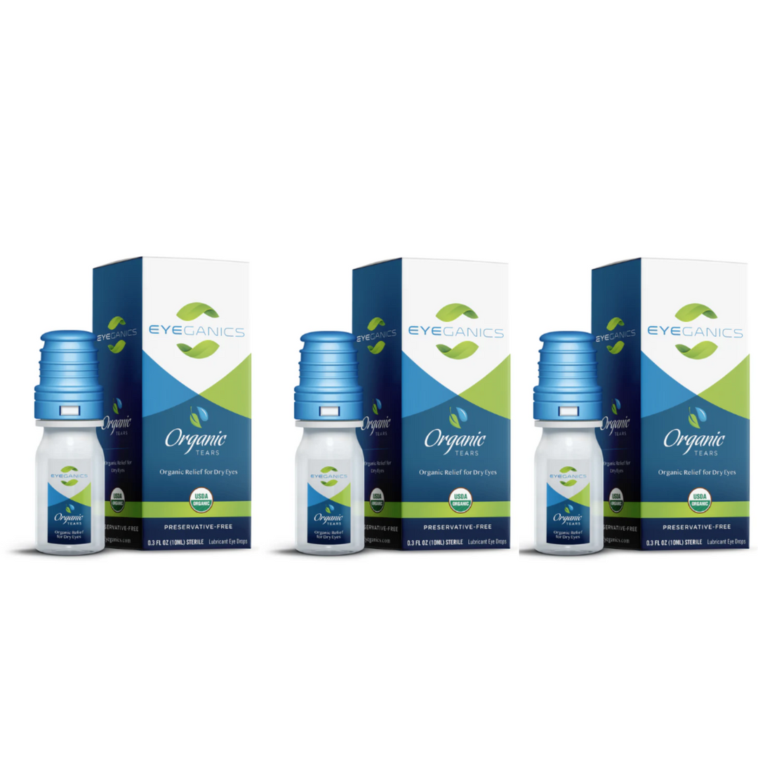 Eyeganics Organic Eye Drops 10mL Preservative Free Moisture Support 3 PACK