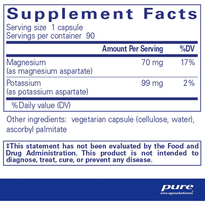 Pure Encapsulations Potassium Magnesium Aspartate Supports Heart Health 90 Caps