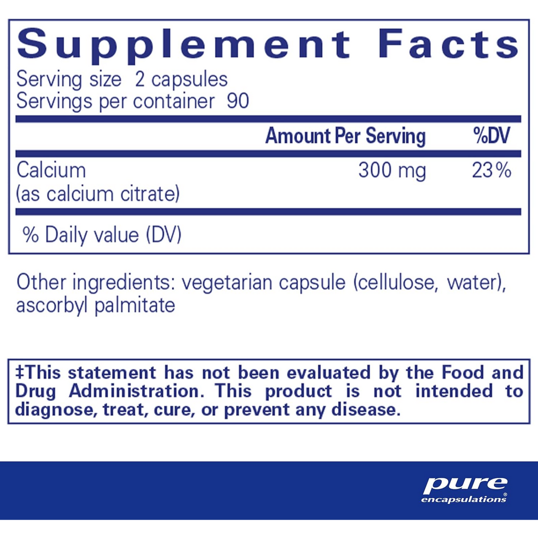 Pure Encapsulations Calcium Citrate Supplement Bone Heart Colon Support 180 Caps