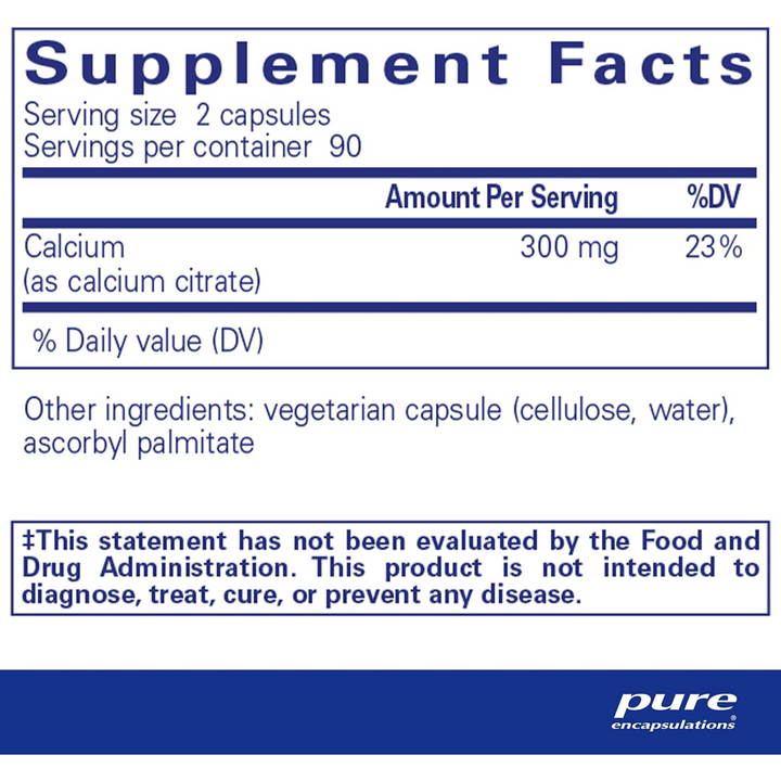 Pure Encapsulations Calcium Citrate Supplement Bone Heart Colon Support 180 Caps