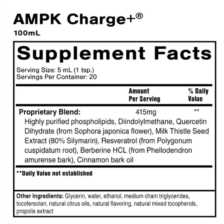 Quicksilver Scientific Ampk Charge+ 100 ml Descomposición de grasas AMPKCHARGE 2 PAQUETE
