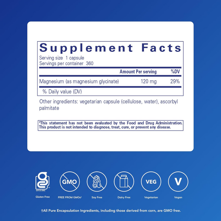 Pure Magnesium Glycinate Stress Sleep Heart Muscle Support Supplement 360 Caps