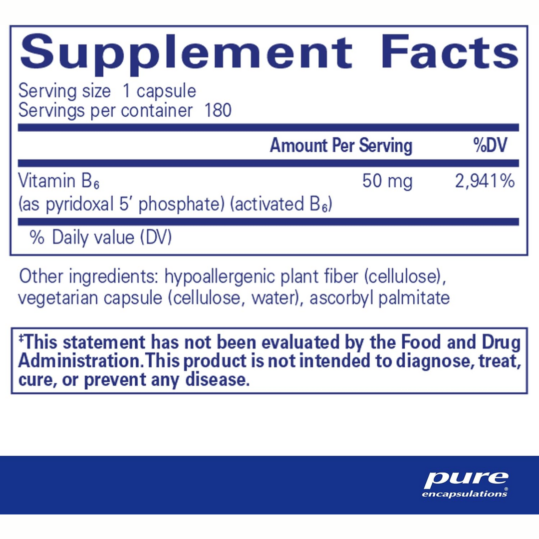 Pure Encapsulations P5P 50 Active Vitamin B6 Supports Brain Health 180 Capsules