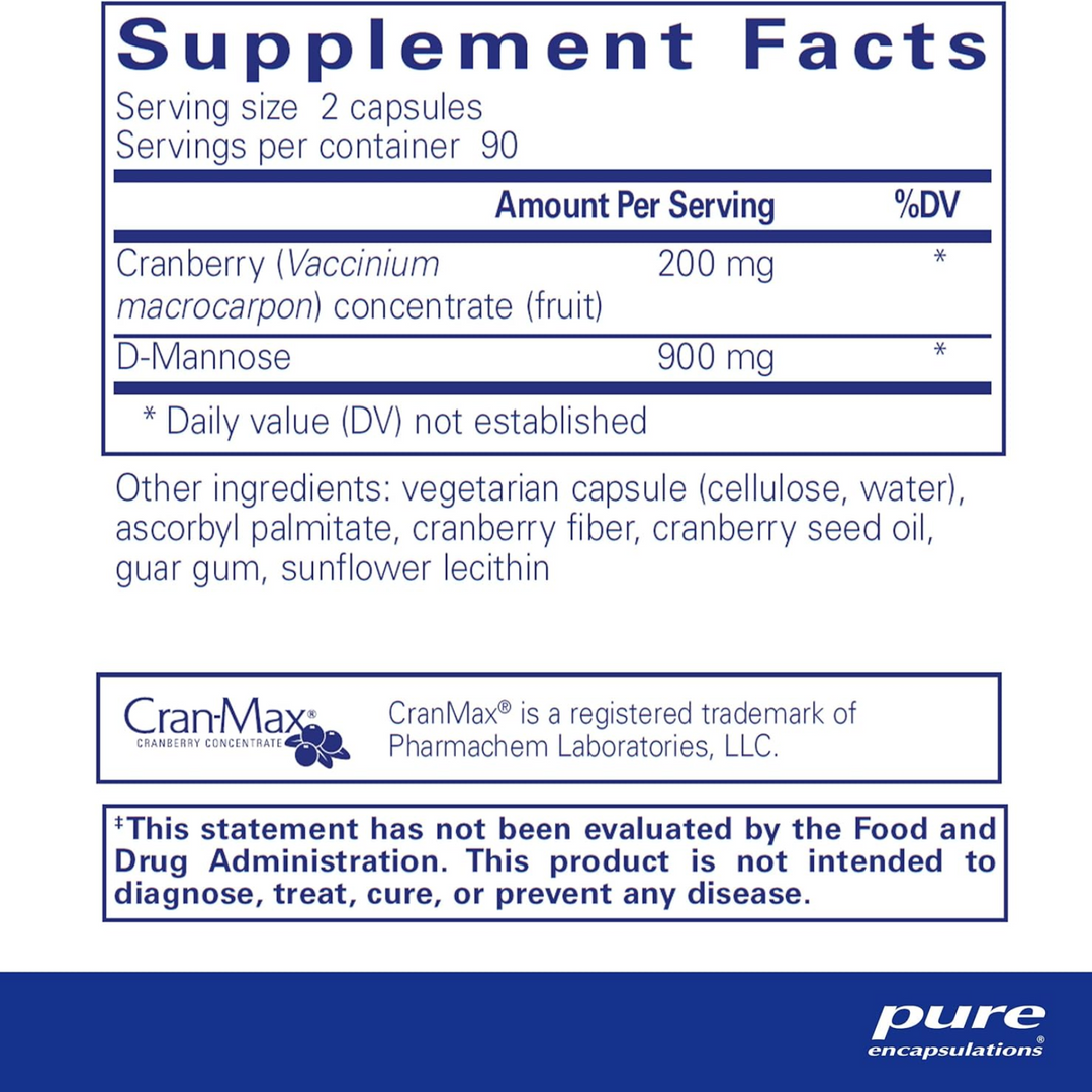 Pure Encapsulations Cranberry D Mannose Supports Urinary Health 180 Capsules