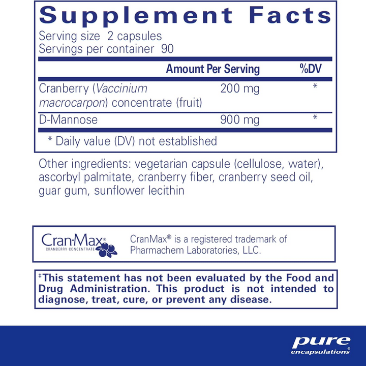 Pure Encapsulations Cranberry D Mannose Supports Urinary Health 180 Capsules