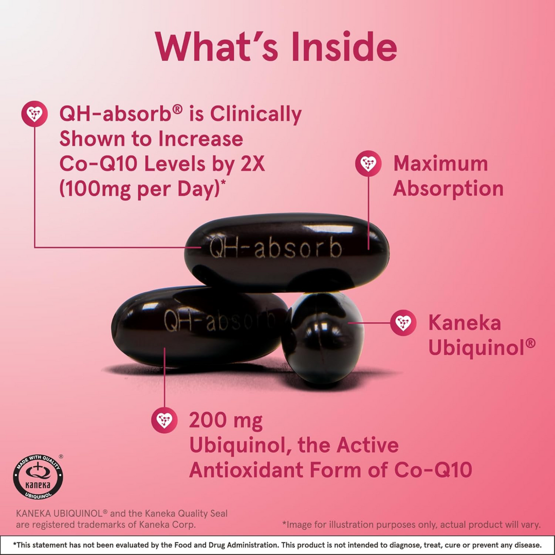 QTY 3 Jarrow CoQ10 Ubiquinol QH-Absorb 200mg 60 Caps For Heart Function 3 PACK