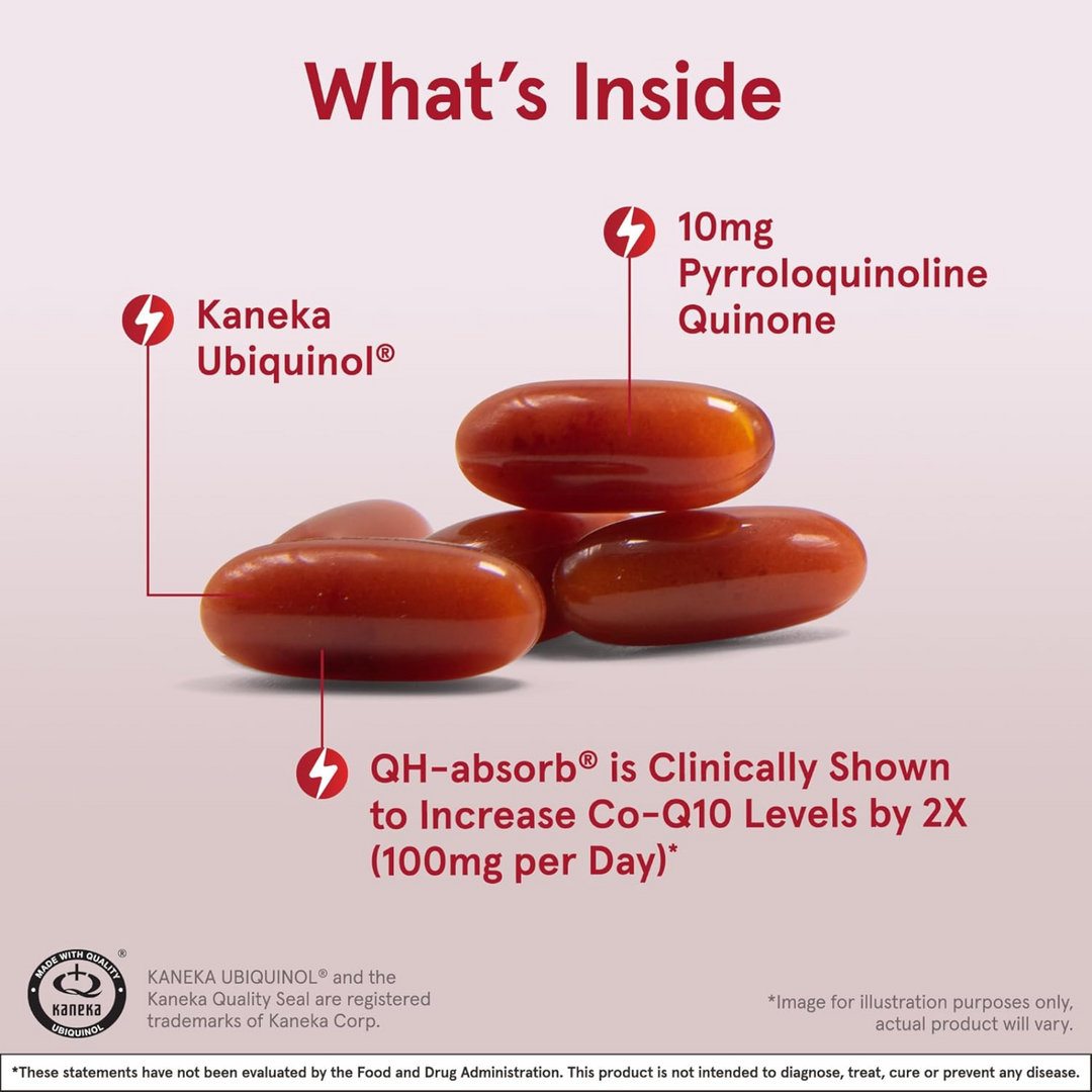 QTY 3 Jarrow QH Absorb Plus PQQ Supplement Supports Heart Energy Mitochondria