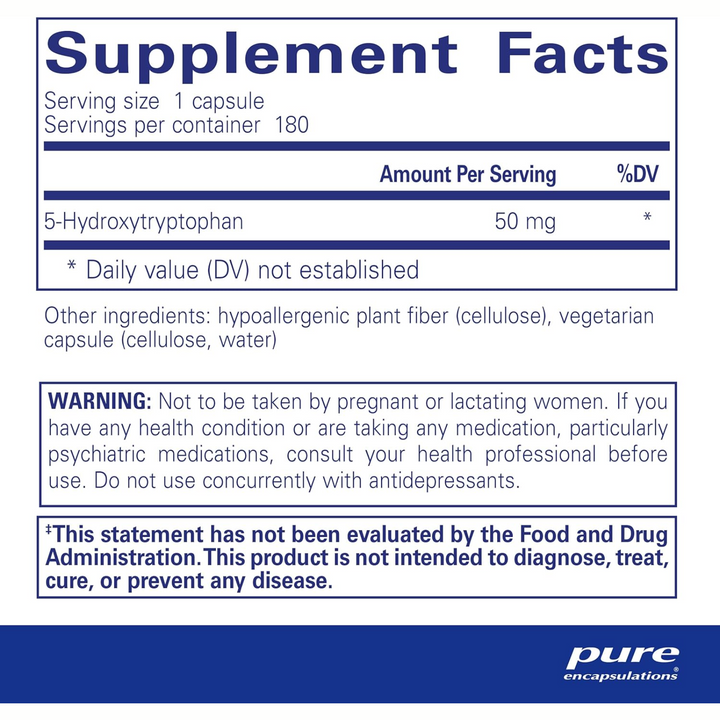 Pure Encapsulations 5HTP 50Mg Supplement Supports Mood Sleep Balance 180 Caps