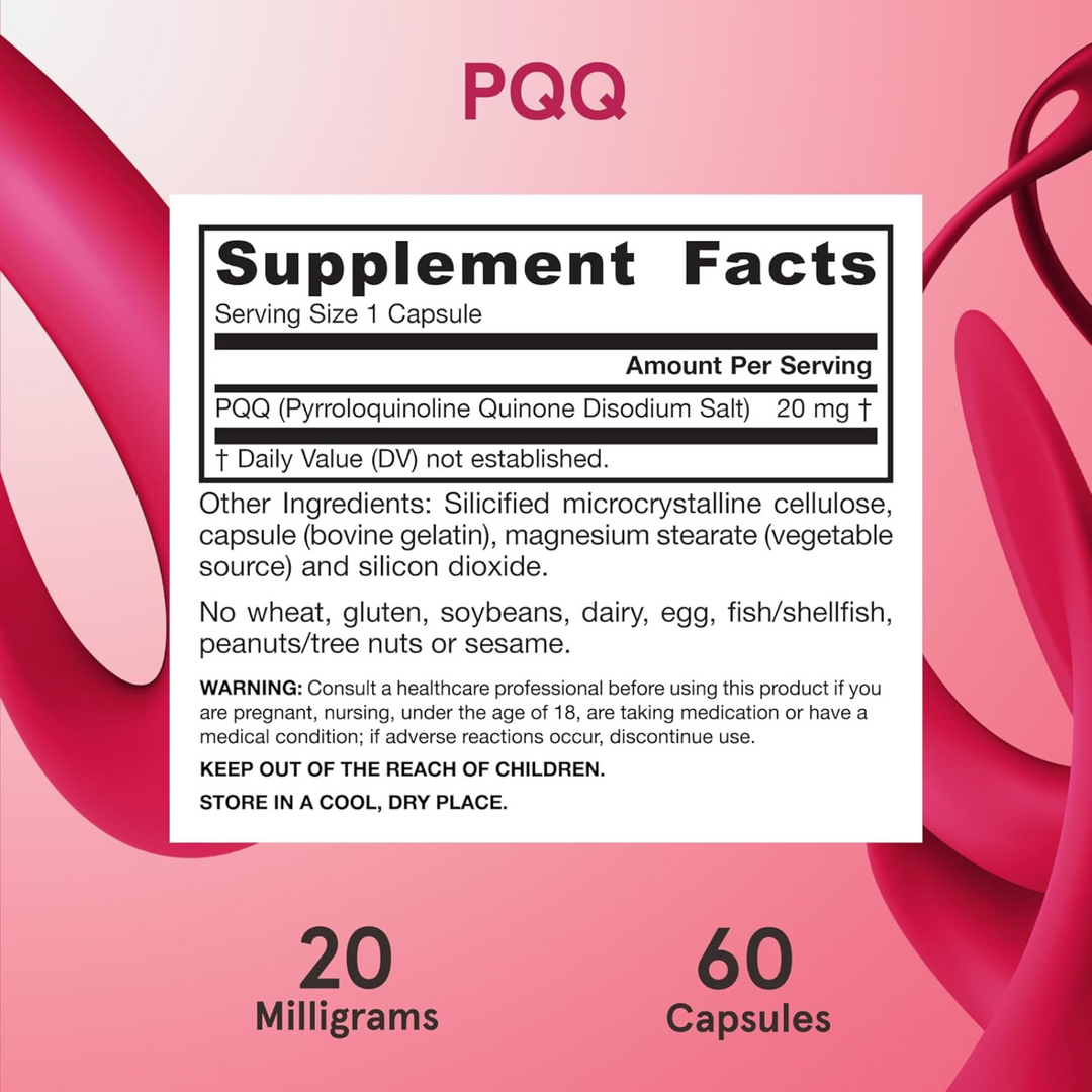 QTY 3 Jarrow Formulas PQQ 20 mg 60 Caps Supports Heart Brain Metabolism Health