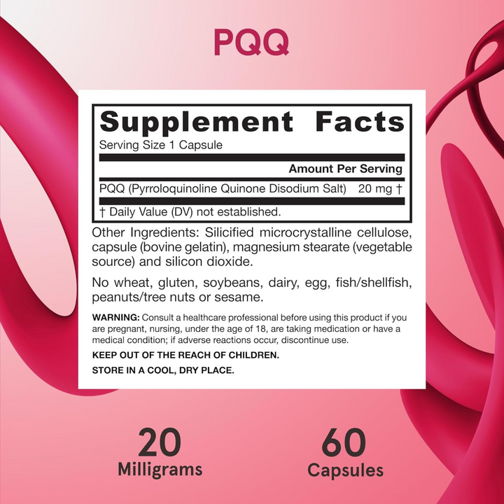QTY 3 Jarrow Formulas PQQ 20 mg 60 Caps Supports Heart Brain Metabolism Health