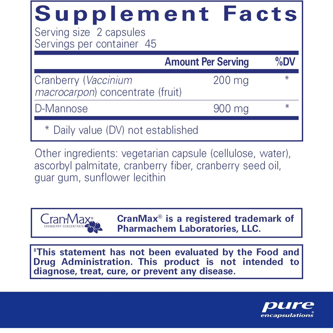Pure Encapsulations Cranberry D Mannose Supports Urinary Health 90 Capsules