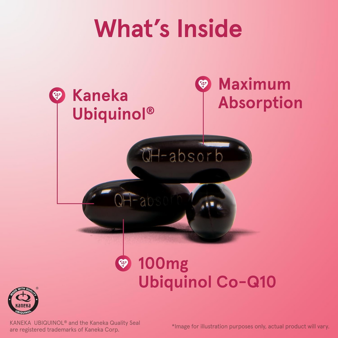 QTY 3 Jarrow QH Absorb 100 mg Ubiquinol 60 CT Each Supports Heart Function
