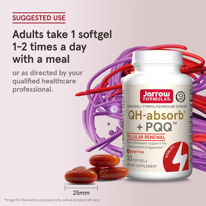 QTY 3 Jarrow QH Absorb Plus PQQ Supplement Supports Heart Energy Mitochondria