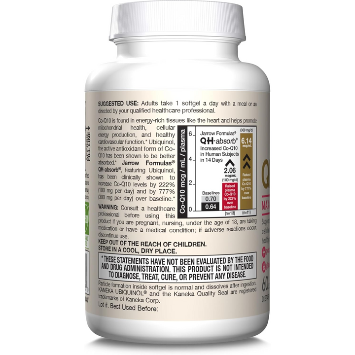 QTY 3 Jarrow CoQ10 Ubiquinol QH-Absorb 200mg 60 Caps For Heart Function 3 PACK