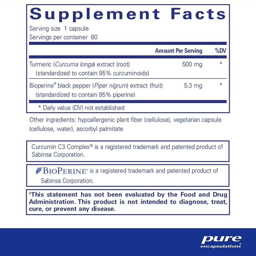 Pure Encapsulations Curcumin 500 Supplement Supports Joint Health 60 Caps