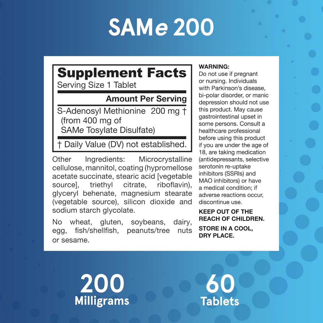 QTY 3 Jarrow SAMe 200 mg Supplement 60 Tabs Each Supports Liver Brain Function