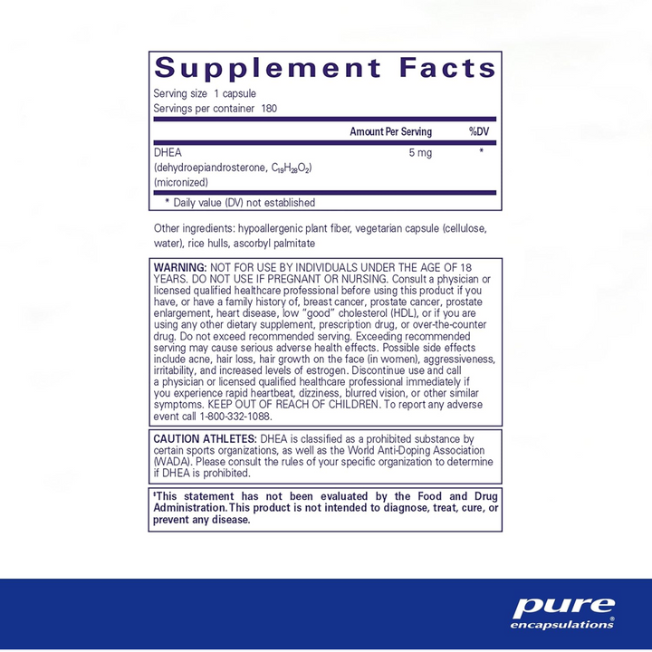 Pure Encapsulations DHEA 5 mg Supports Immune and Hormone Balance 180 Capsules