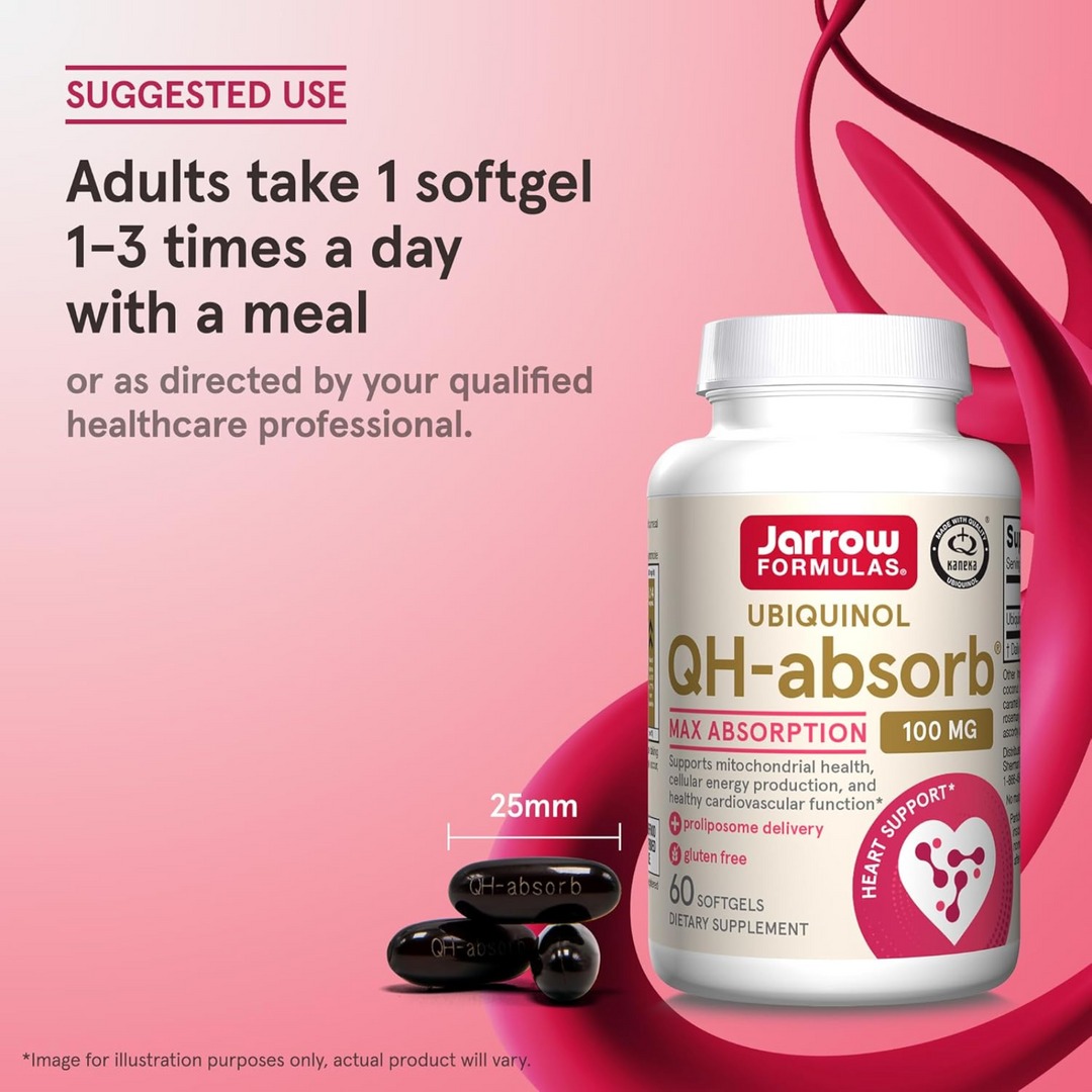 QTY 3 Jarrow QH Absorb 100 mg Ubiquinol 60 CT Each Supports Heart Function