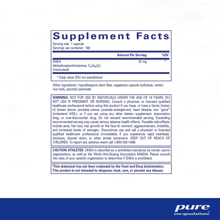 Pure Encapsulations DHEA 10 mg Supports Immune and Metabolic Balance 180 Caps