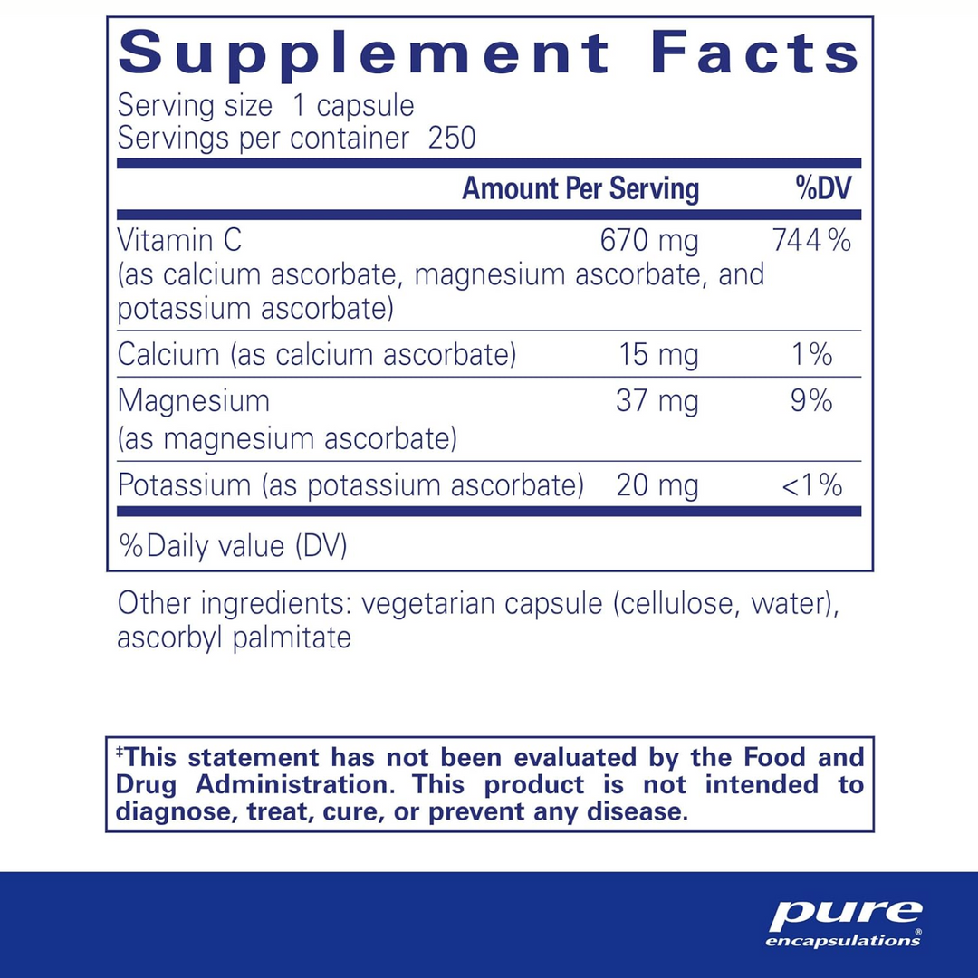 Pure Encapsulations Buffered Ascorbic Acid Supports Immunity 250 Capsules