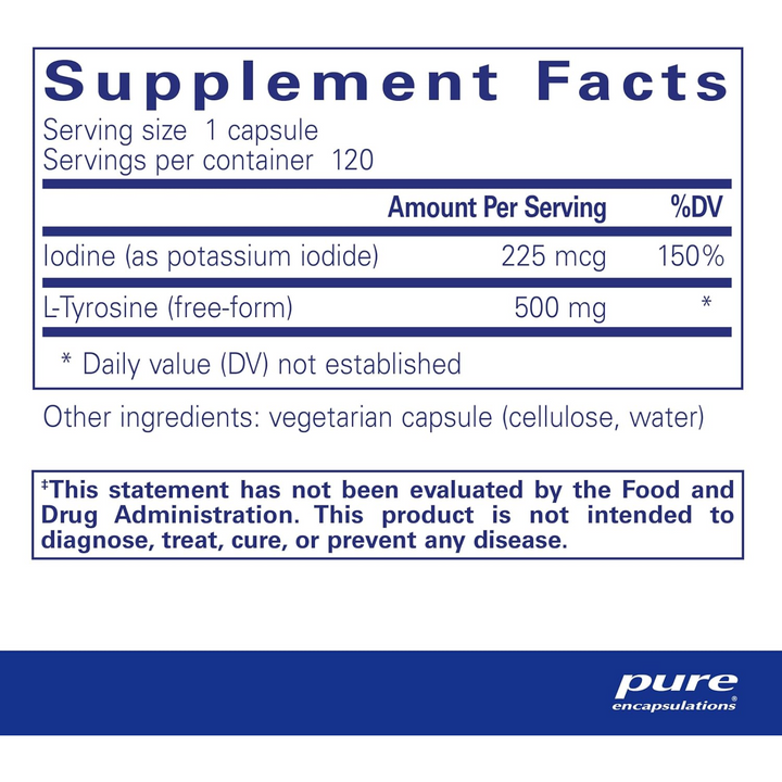 Pure Encapsulations Iodine Tyrosine Supplement for Thyroid Support 120 Capsules