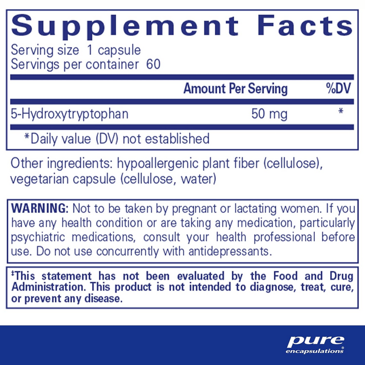 Pure Encapsulations 5HTP 50Mg Supplement Supports Mood Sleep Balance 60 Capsules