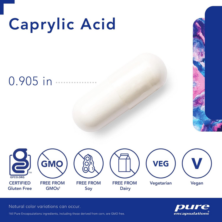 Pure Encapsulations Caprylic Acid Supplement Gut Digestive GI Support 120 Caps