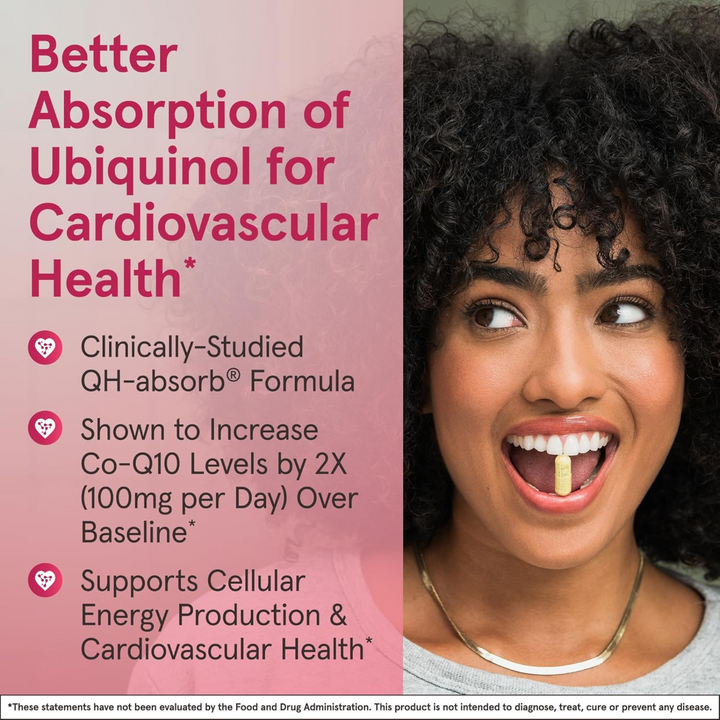 QTY 3 Jarrow QH Absorb 100 mg Ubiquinol 60 CT Each Supports Heart Function
