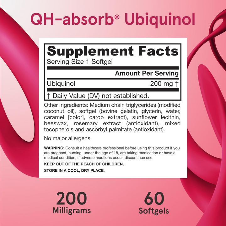 QTY 3 Jarrow CoQ10 Ubiquinol QH-Absorb 200mg 60 Caps For Heart Function 3 PACK